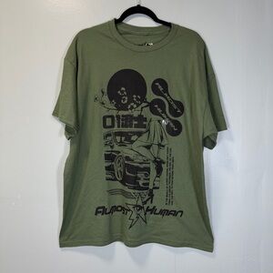 Almost Human Street Race Graphic Military Green T-Shirt Size XL